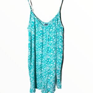 Aerie floral romper blue gather neckline spaghetti Small